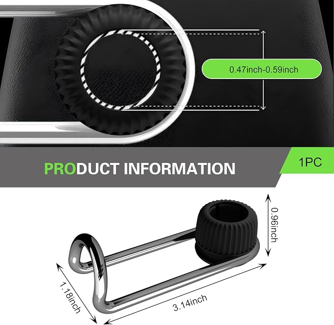 2 PCS Car Headrest Hooks, 10 KG Load-bearing Multi-functional Organizer, Rotatable Concealable Storage Hook, Seat Back Hanger for 0.47" - 0.59" Headrest Tube (Black)
