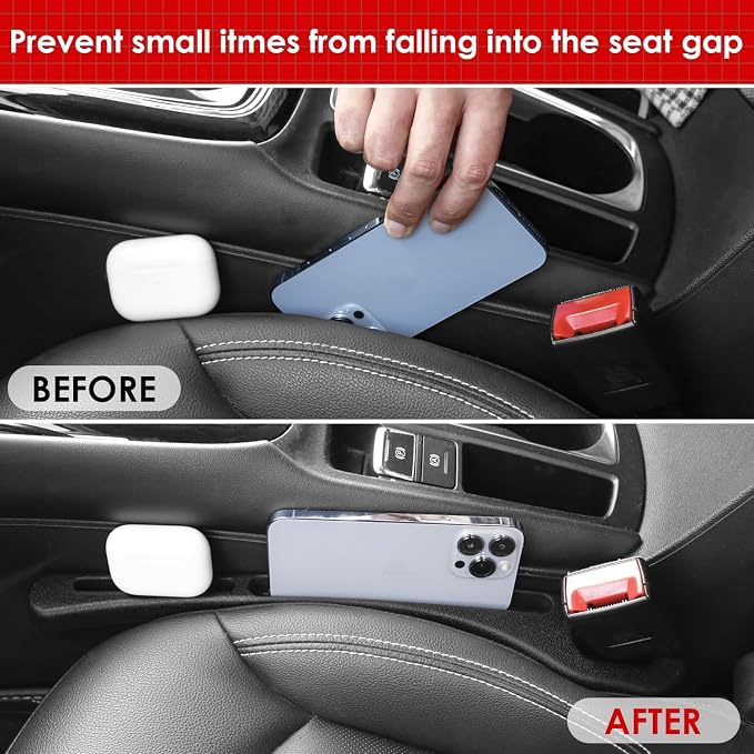 Car Seat Gap Filler 2 Pack, Universal Fit for Most Cars, Trucks, SUVs, Seat Gap Filler Prevents Things from Falling