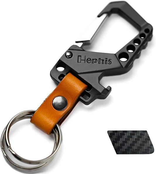 Hephis Skull Heavy Duty Key Chain,Car Emergency Escape Tool, Seat belt Cutter,Bottle Opener,Carabiner Car Key Chains