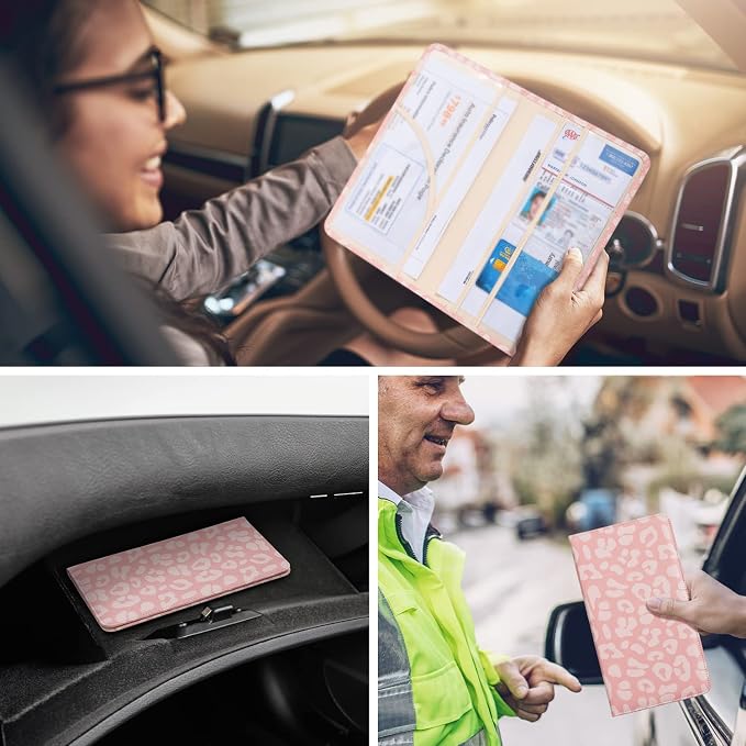 Car Registration and Insurance Holder, Insurance Card Holder, Car Registration Holder, Leopard Cover with Magnetic Shut