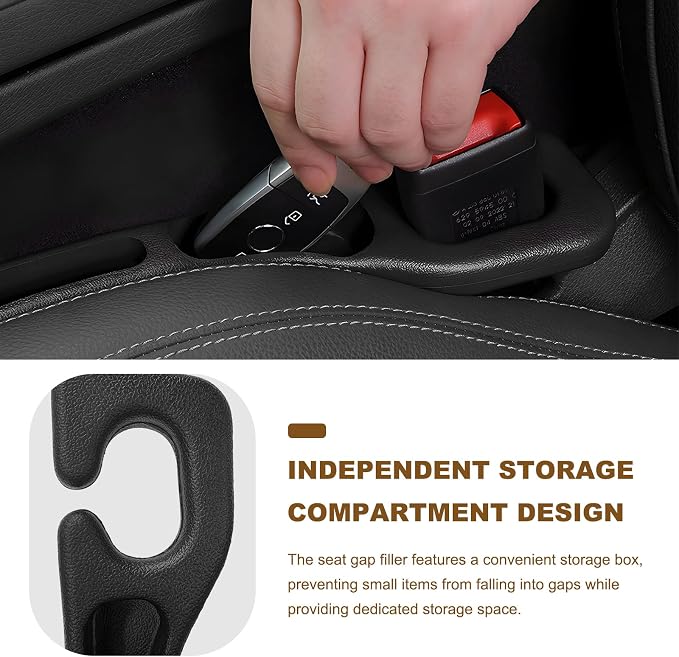 Sun Walker 2 PCS Car Seat Gap Filler Organizer, No Drop Vehicle Console Side Gap Filler with Storage Slot, Universal Seam Plug Organizer Between Seat & Console, Car Accessories (Black)