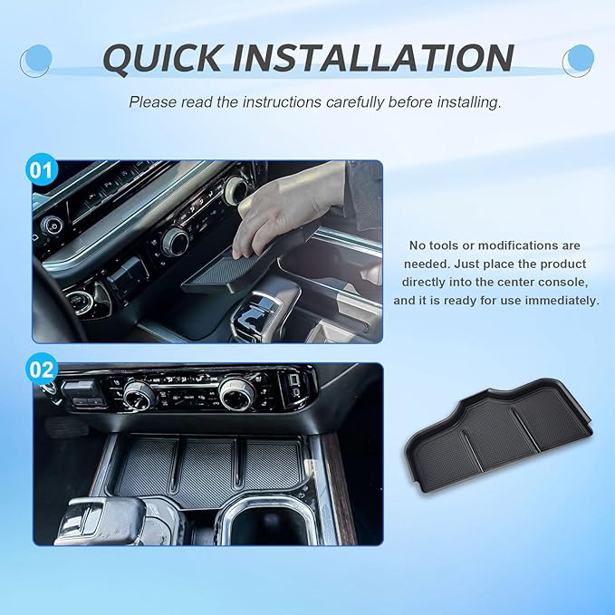 EDBETOS Center Console Organizer Compatible with 2023 2024 2025 2026 Chevy Silverado 1500 Accessories Middle Insert Tray - Full Console w/Bucket Seats ONLY