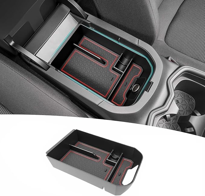 Center Console Organizer Tray Compatible with 2019-2025 Toyota RAV4 & Prime Accessories, ABS Material Insert Armrest Secondary Storage Box for RAV-4 Interior Accessories, Red