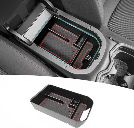 Center Console Organizer Tray Compatible with 2019-2025 Toyota RAV4 & Prime Accessories, ABS Material Insert Armrest Secondary Storage Box for RAV-4 Interior Accessories, Red