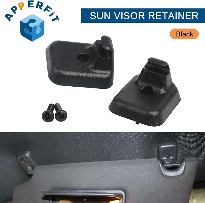 Sun Visor Clip Retainer Holder (Black) w/Screws for Sunvisor Panel Driver & Passenger Side AL3Z-1504132-AC Compatible with Ford F150 2009-2014 Visor Mount Accessories