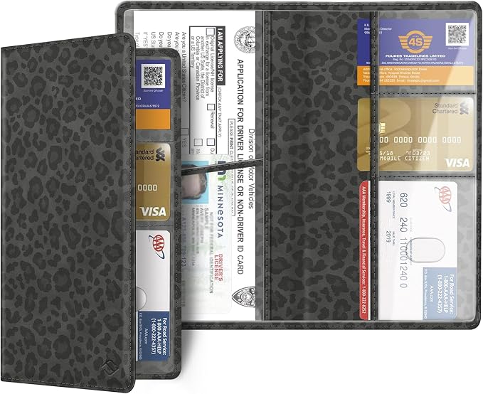 FINPAC Car Registration and Insurance Card Holder, Vehicle Glove Box Card Organizer Wallet Automobile Accessories for License