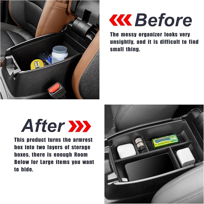 Center Console Organizer Tray Compatible with Ford Bronco Sport 2021-2025/ Escape 2020-2026 Armrest Storage Box Secondary Insert Storage Tray Interior Accessories