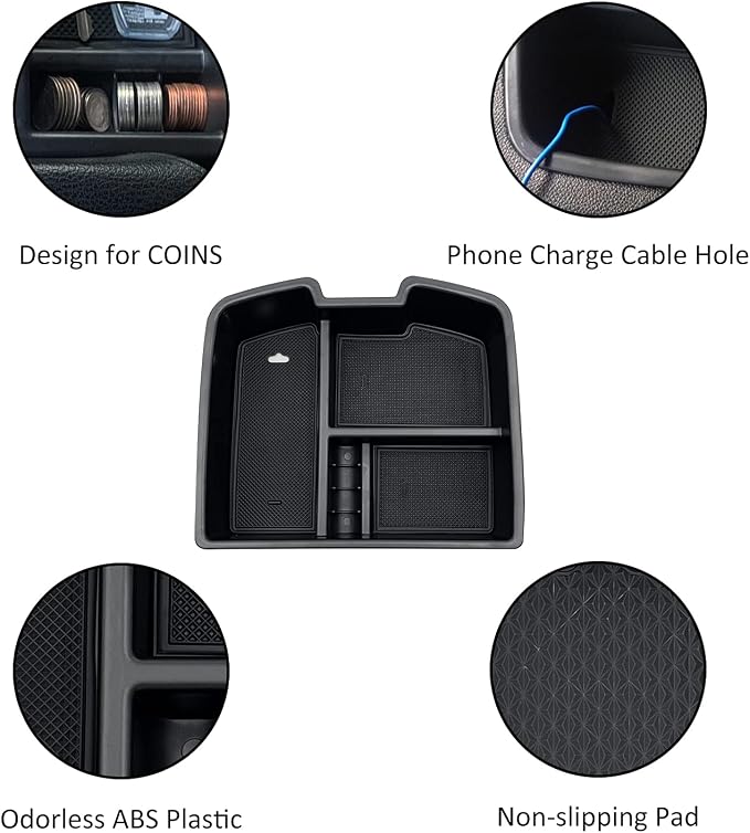 Center Console Organizer Tray Compatible with 2007-2014 GMC Sierra Chevy Silverado Tahoe Yukon Suburban - Accessories Replaces 19166288