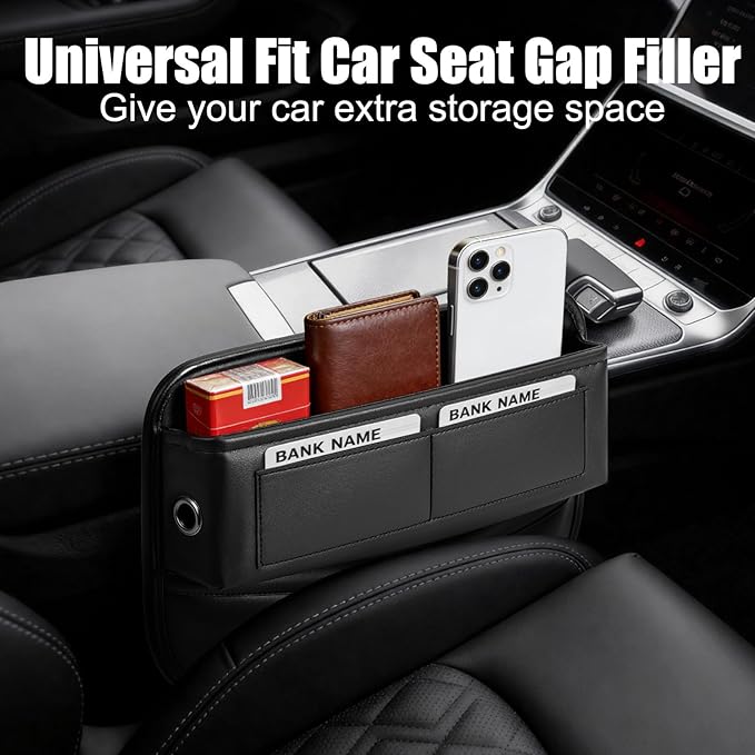 Car Seat Gap Filler Organizer, Universal Premium Leather Car Gap Filler with Card Slots for Front Seat Between Car Seat and Console Hold Phone, Sunglasses, Keys, fit for Car Suv Truck (2)