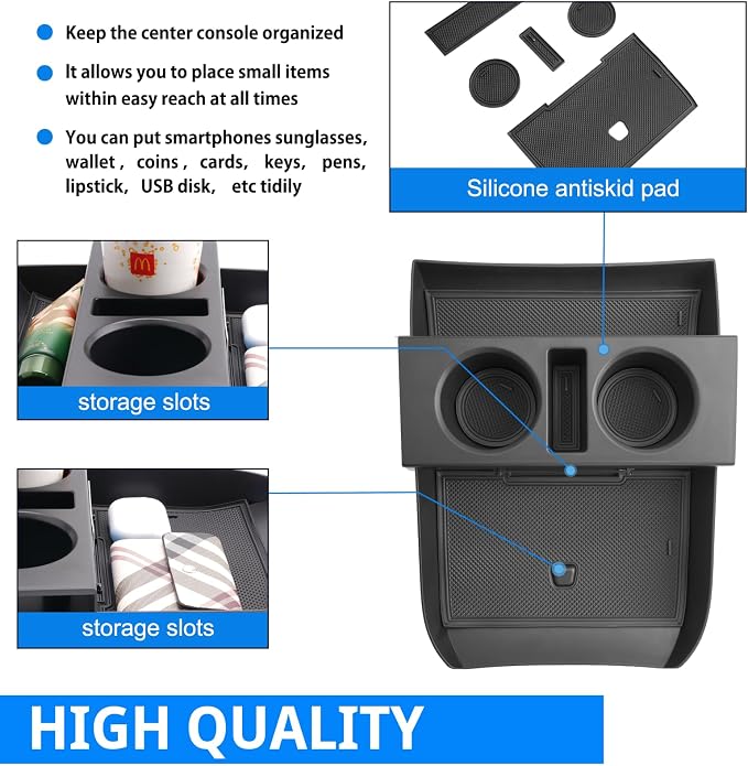 SHAOHAO 2024 2025 Palisade Lower Organizer Tray for Hyundai Palisade Accessories 2023 2024 2025 Palisade SE, SEL, XRT, Limited, Calligraphy Under Organizer Tray Insert Storage Pallet with Cup Holder