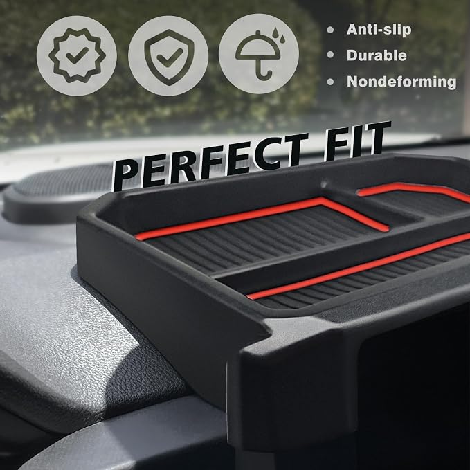 Muslogy Dashboard Storage Box for 2024 2025 2026 Tacoma & 2025 2026 4Runner Accessories Center Console Organizer w/ 8-inch Screen for SR SR5 TRD PreRunner TRD Sport Off-Road Pro Trailhunter (Red)