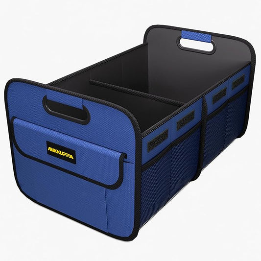 MIKKUPPA Car Trunk Organizer - 70L Collapsible Trunk Organizer for Groceries, Car Storage Organizers for SUV Auto Truck Van with Non Slip Bottom (Blue)