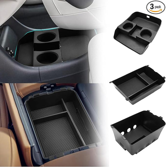 SHAOHAO 3 Pcs for 2026 Hyundai Palisade Center Console Organizer & Lower Organizer for 2026 Hyundai Palisade Calligraphy Accessories Console Tray Pliasade Hybrid Armrest Storage Box (Only for 7-Seat)