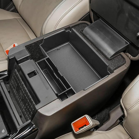 HGWEI Center Console Organizer Compatible with Ford Explorer 2020 2021 2022 2023 2024 2025 2026 Interior Accessories, Coin Holder Armrest Secondary Storage Box Container Insert Divider Tray, Black