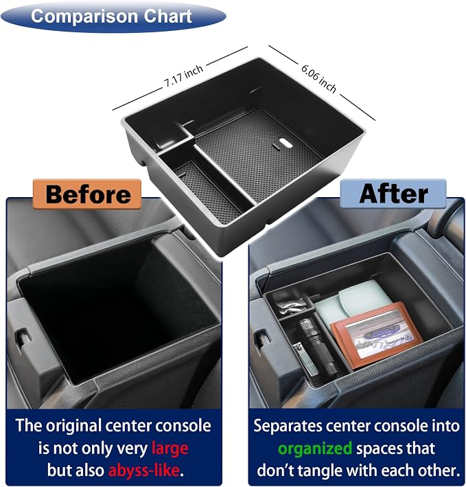 RUNROAD Center Console Organizer Compatible with GMC Acadia 2017-2023 Accessories, Insert Armrest Storage Tray Console Organizer Secondary Storage Box, Black
