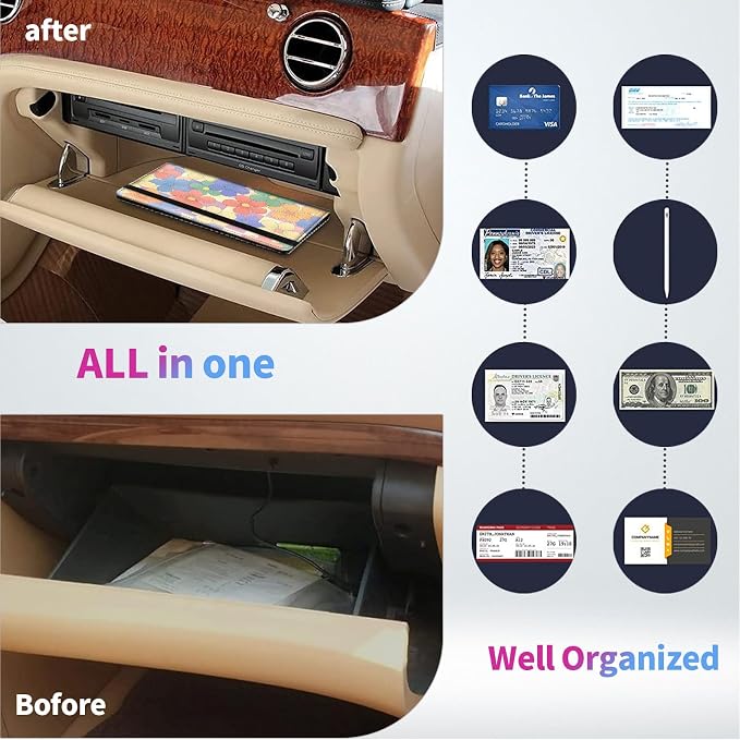 Car Registration and Insurance Holder,PU Leather Car License Document Insurance and Registration Card Holder Men Women Vehicle Glove Box Organizer Auto Accessories-Retro 70s Floral Checkered