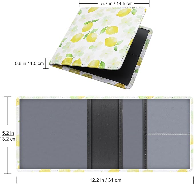 LumiMokki Car Registration and Insurance Holder, Leather Registration and Insurance Card Holder, Vehicle Glove Box Organizer - For Documents, Cards, License (Lemon)