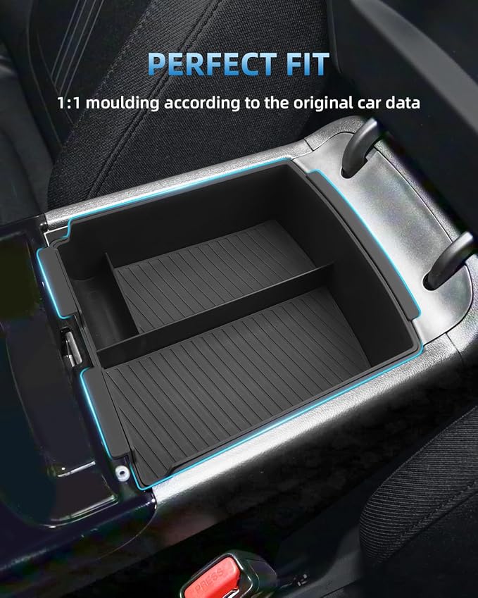 Double-Layer Center Console Armrest Organizer + Lower Center Console Tray for 2026 2025 Hyundai Tucson(Limited/Hybrid/Plug-in Hybrid), 2026 2025 Hyundai Tucson-ONLY Fit with Electronic Shift