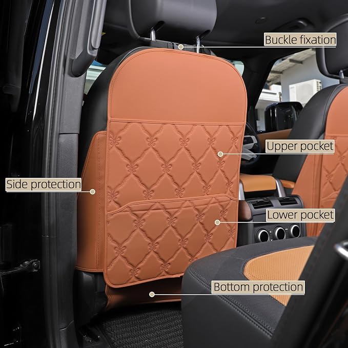 TAIKOO Seat Back Protector w/Dual Pockets,Guards Seats from Kicks & Scuffs | Keeps seat backs looking new for a long time. Easy to install and clean. 2-piece set, size: 30in × 18in × 0.2in