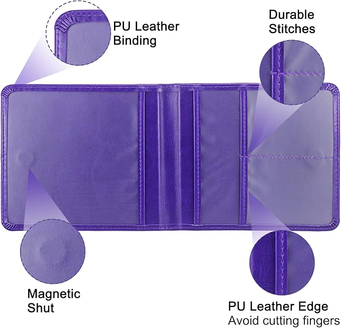 LumiMokki Car Registration and Insurance Holder, Leather Registration and Insurance Card Holder, Vehicle Glove Box Organizer - For Documents, Cards, License (Purple)