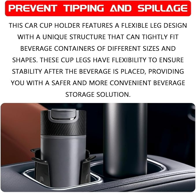 2PCS Car Cup Holders Insert, Cup Holder Adapter for Car, Self-Adhesive Adaptive Clamp Arm, Wiggle-Free Automotive Cups Holder Expander for Water Bottles/Drinks, Universal for SUV Sedan Truck