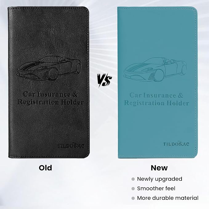 TILDOSAC Car Registration & Insurance Card Holder Leather Auto Glove Box Organizer Document Wallet with Magnetic Shut