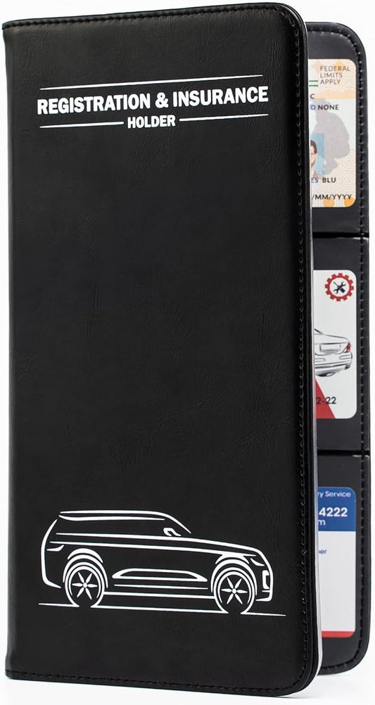 CANOPUS Car Registration & Insurance Holder, Vehicle Glove Box Organizer and Document Holder, Wallet for Auto - Includes 2 Sets of EZ Pass Strips, SUV