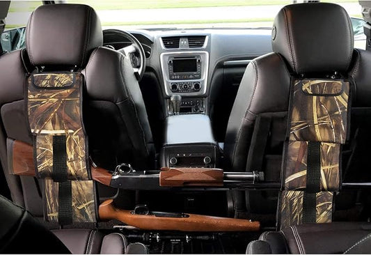 Car Seat Back Gun Rack, 2 Pack Automotive Truck Racks for Hunting Gear, Seat Back Gun Sling Holder with Storage Pockets for Truck SUV