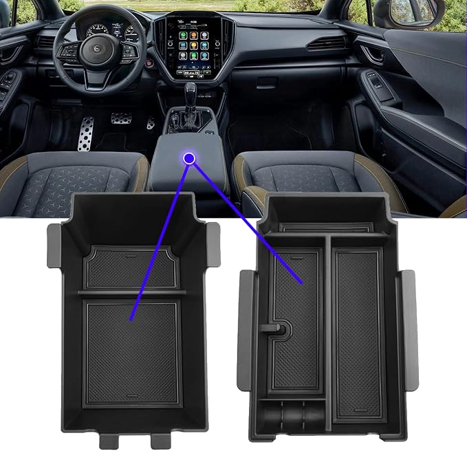2024 2025 2026 Crosstrek Center Console Organizer Tray for 2024 2025 2026 Subaru Crosstrek Hybrid 2024 Impreza Center Armrest Storage Box for Crosstrek 2024 Accessories Storage Box Double Layer