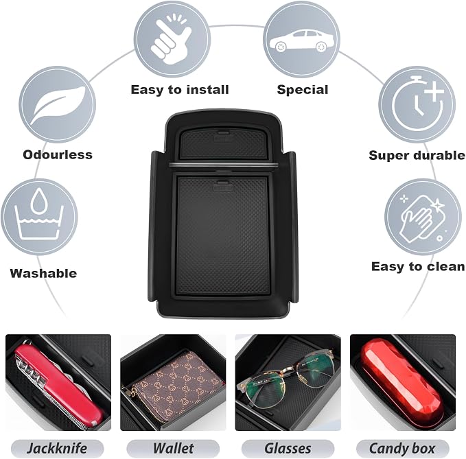 SKTU for 2024 2025 2026 Buick Envista Accessories Center Console Organizer 2024 2025 2026 Envista Insert ABS Materials Tray 2024 2025 2026 Envista Accessories Armrest Tray (Black)