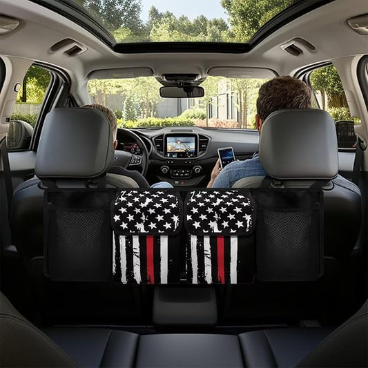 Black American Flag Car Trunk Organizer Hanging Car Back Seat Storage Bag Foldable Automotive Interior Accessories Suitable Most Sedans SUV Jeep Trucks Van