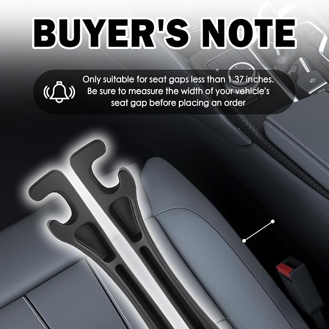 2 Pack Bendable Car Seat Gap Filler Organizer,No Drops Car Seat Gap Plug with Storage Slot Extra Space, Easy Install Universal Cars Gaps Seats Filler Cars Accessories