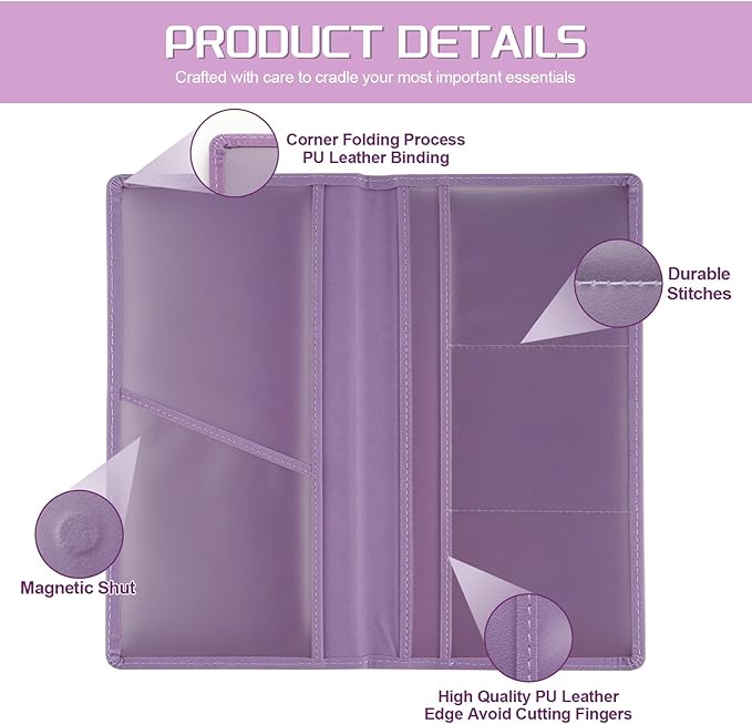 JUSTTOP 1Pack Car Registration and Insurance Holder,Car Document Holder for Cards License with Magnetic Shut,Vehicle Glove Box Car Organizer for Documents, Cards, License(Purple)