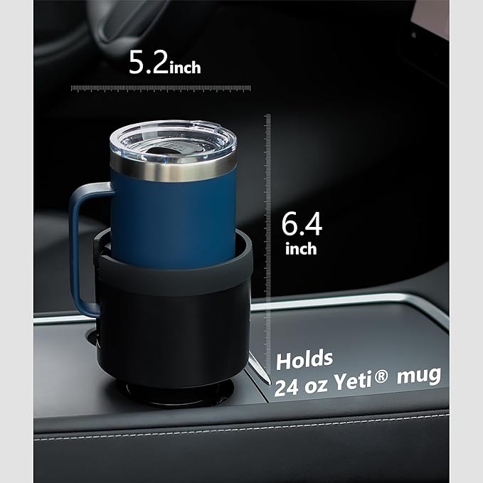 Seven Sparta 2 Pack Car Cup Holder Expander with Offset Adjustable Base, Compatible with Hydro Flasks 32/40 Ounce, Compatible with Yeti Ramblers 20/26/30 Ounce, Other Bottles in 3.4"-3.8" (Black)