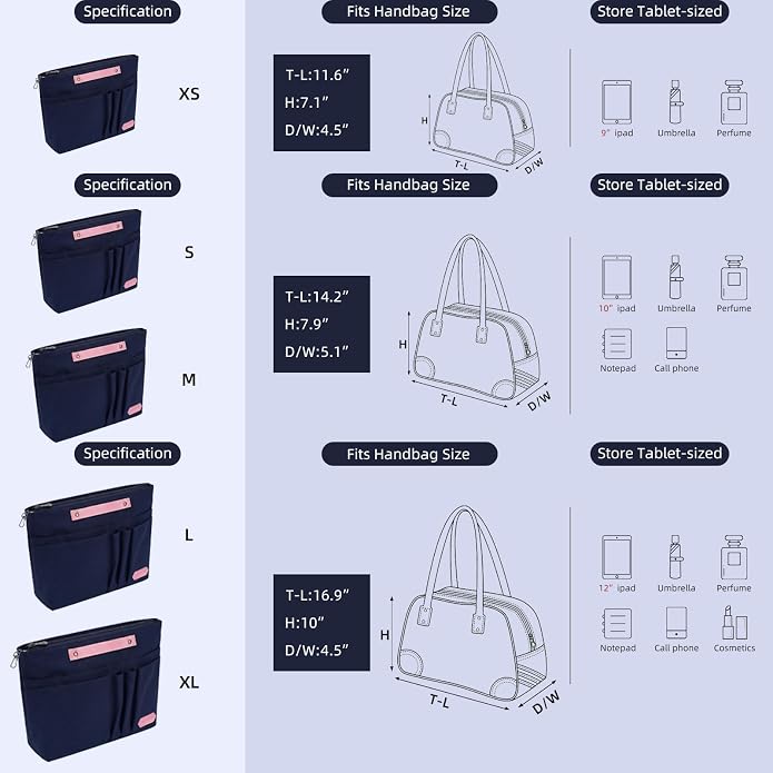 VANCORE Purse Organizer Insert for Handbags,Tote Bag Organizer Insert with Zipper Bag,Premium Handbag Organizer Inside Liner for Women