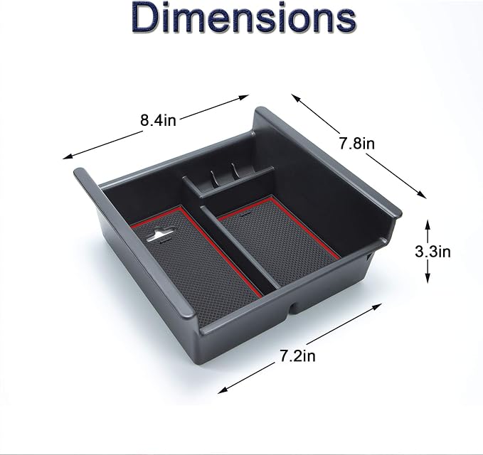 JKCOVER Center Console Organizer Tray Compatible with Toyota 4Runner 2010-2021 2022 2023 2024 and Kia Telluride 2020-2024 2025 Accessories Armrest Box Secondary Storage ABS Black Materials（RED Trim
