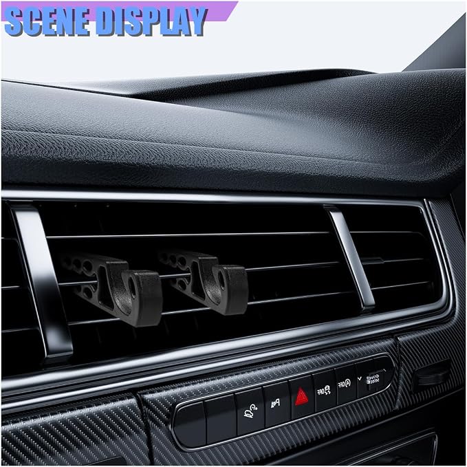 Car Air Vent Hook Hanger, Multifunctional Automotive A/C Vent Storage Organizer, Mini Vehicle Interior Phone Holder Accessories for Earphone Cable, Key, Sunglass, Bag(2PCS)