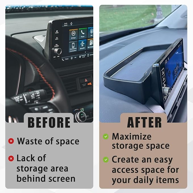 Muslogy Dash Storage Tray (for 9-in Screen Only) Insert Behind Screen Center Console Organizer Interior Accessories Compatible with Honda Pilot 2023-2026 EX-L Touring Elite(Black)