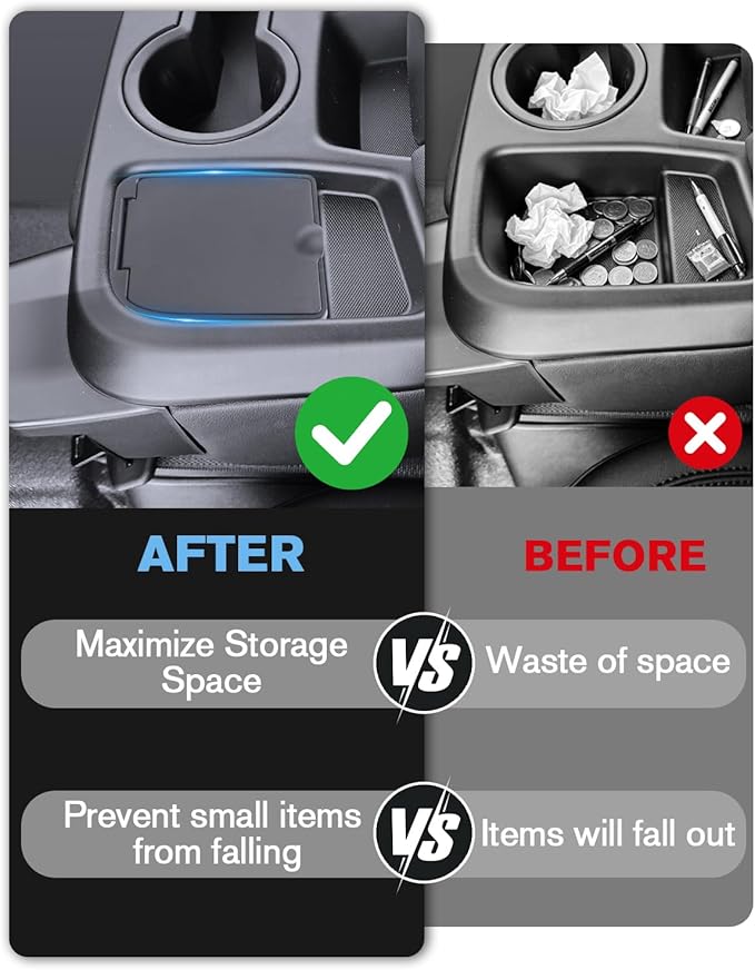 for Center Console Organizer Tray Coin Box Non-Dropping Design Compatible with 2019-2026 Silverado&Sierra 1500& 2020-2026 Silverado&Sierra 2500HD 3500HD (Split-Bench Folding Seat) ABS Materials