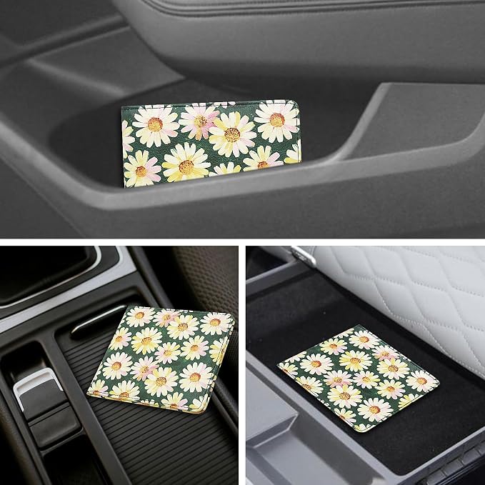 Car Registration and Insurance Holder, Premium Pu Leather Vehicle Glove Box Organizer - for Driver License, Cards & Essential Documents (S-Floral)