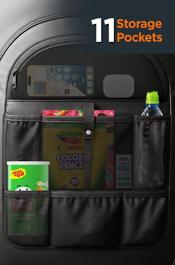 2-Pack for Tesla Model Y/3 2017-2026, Custom Fitted Seat Back Kick Protectors with Storage Pockets - Rear Passenger Organizer for Kids, Zippered Accessories Slots