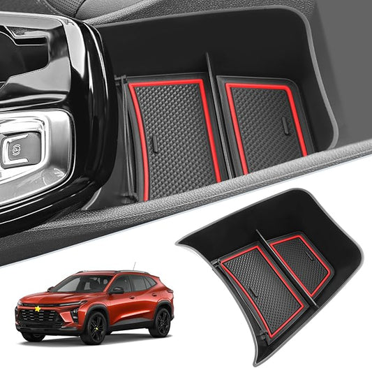 SKTU for 2024 2025 2026 Chevy Trax Center Console Organizer 2024 2025 2026 Trax Console Tray 2024 2025 2026 Chevy Trax Lower Console Tray 2024 2025 2026 Chevy Trax Accessories (Red)