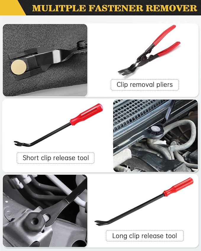 Poraxy Trim Removal Tool,120Pcs Car Panel Door Audio Removal Tool Kit, Auto Clip Pliers Fastener Remover Pry Tool Set with Storage Bag