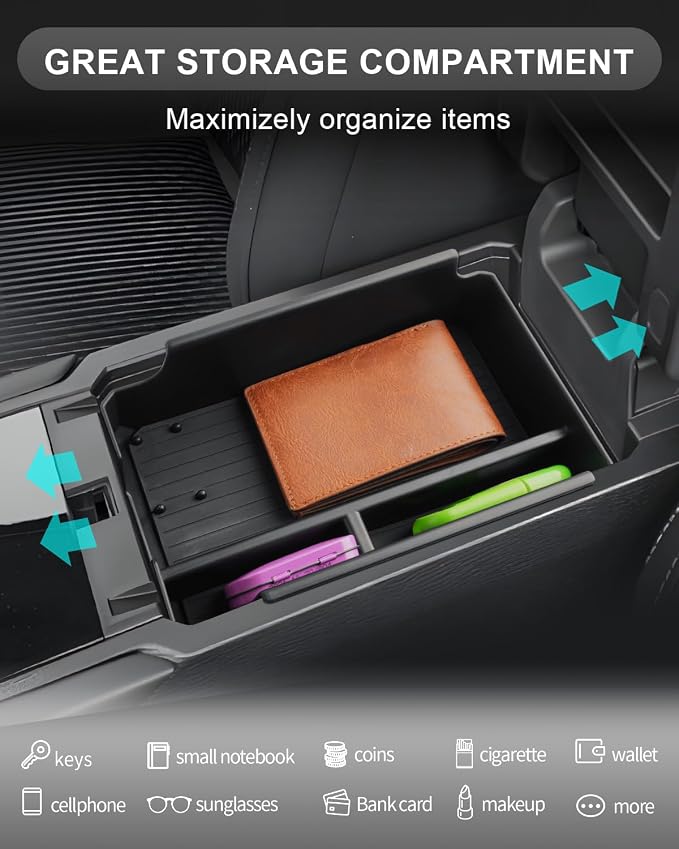 CDEFG for 2025 2026 Mitsubishi Outlander Center Console Organizer for 2025 2026 Mitsubishi Outlander Accessories Middle Console Organizer Armrest Storage Box (for Gas Version Only)