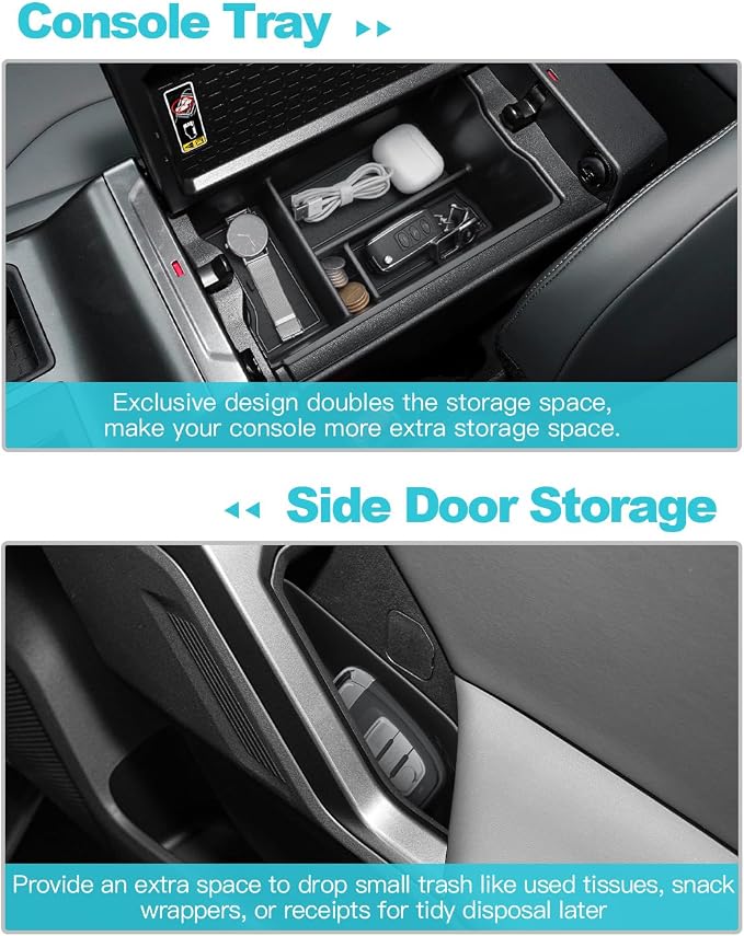 CDEFG 5Pcs for 2026 Toyota RAV4 Center Console Organizer Tray for 2026 Toyota RAV4 (LE/XSE/SE/XLE Premium/Woodland/XSE/Limited) Accessories Side Door Trash Can Storage Box | ABS Material