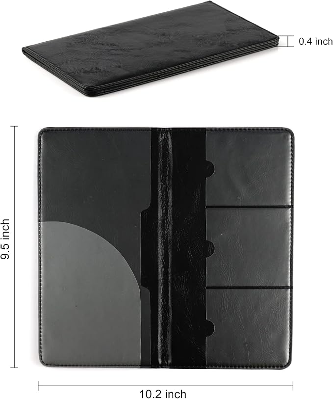 UYYE Auto Car Registration and Insurance Holder - PU Leather Vehicle Glove Box Organizer Wallet, Interior Accessories Case Holder for Essential Automobile Documents（Black）