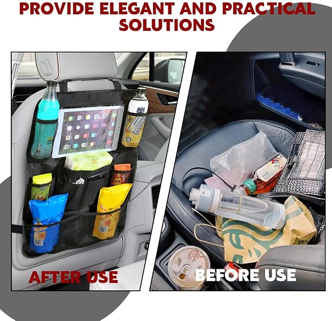 2PCS Car Backseat Organizer, Car Organizers and Storage, Kick Mats Back Seat Protector with Touch Screen Tablet Holder, Road Trip Storage Essentials Car Storage Pocket for Car And Truck (2PCS)