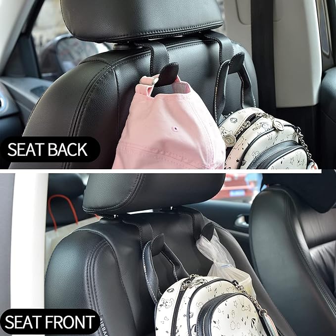 yicheyiyou Car Hooks Universal Car Vehicle Back Seat Headrest Hanger Holder Hook Microfiber Leather & Stainless Steel for Bag Purse Cloth Drink Grocery (Green)