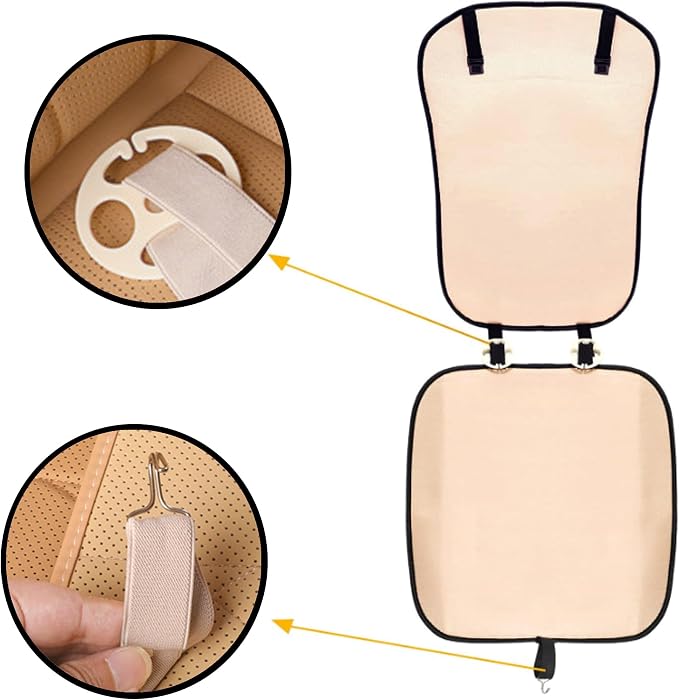 48PCS Car Seat Covers Plum Plate Metal Hook Set, 24PCS Car Seat Cover Plastic Chucks & 24PCS Metal Hooks, Car Seat Cover Fasteners, Metal Hook for Reinforce Car Seat Cushions, Beige