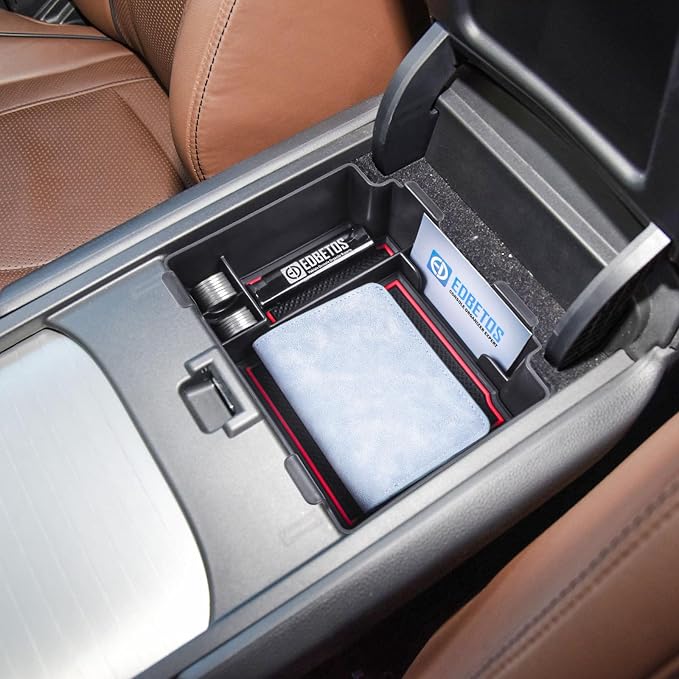 EDBETOS Center Console Organizer Tray Compatible with Acura RDX Accessories 2019-2022 2023 2024 Interior Secondary Armrest Storage Box, ABS Material Insert Tray, Red Trim